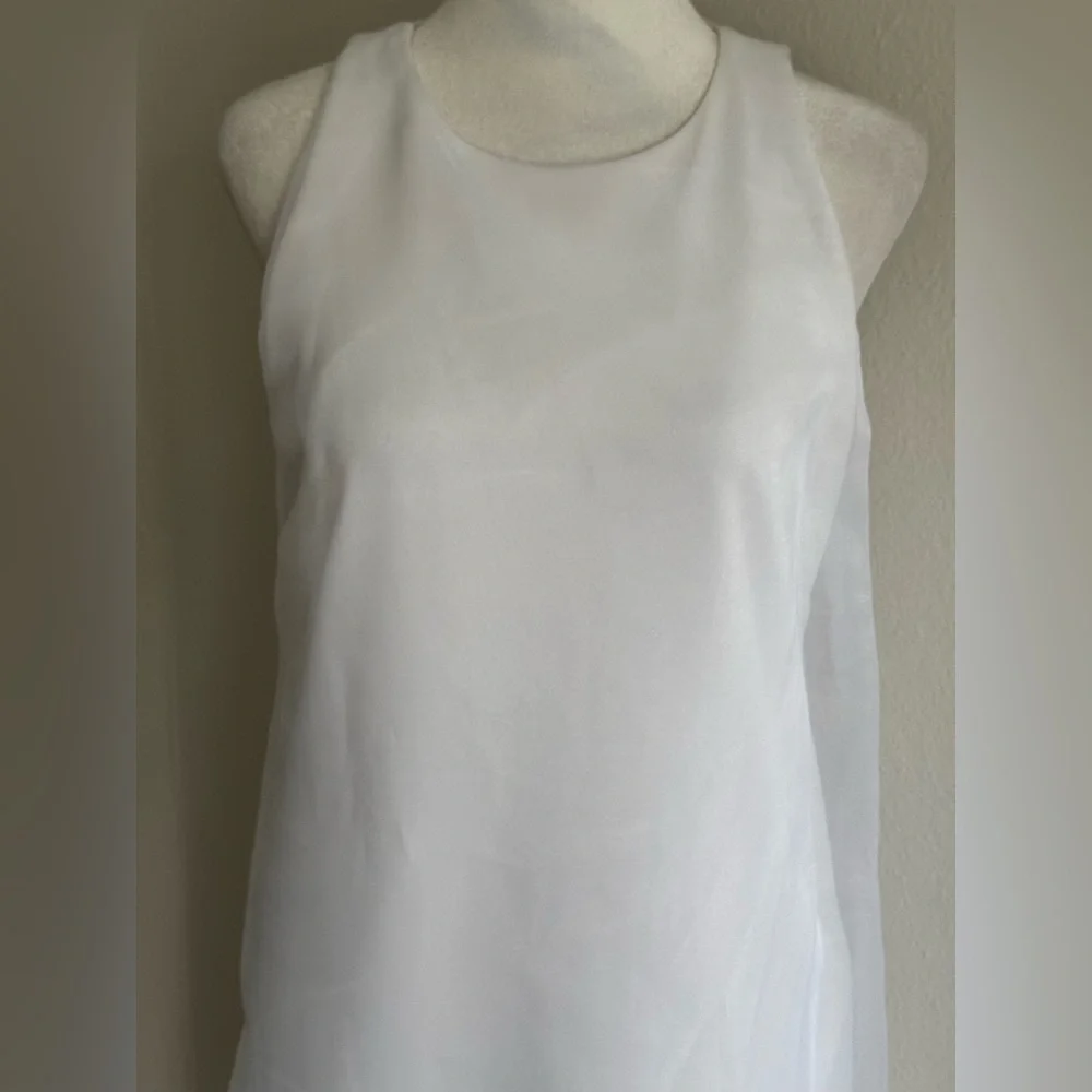 Kenneth Cole Women's Sheer-Overlay White Midi Dress - Picture 9 of 10